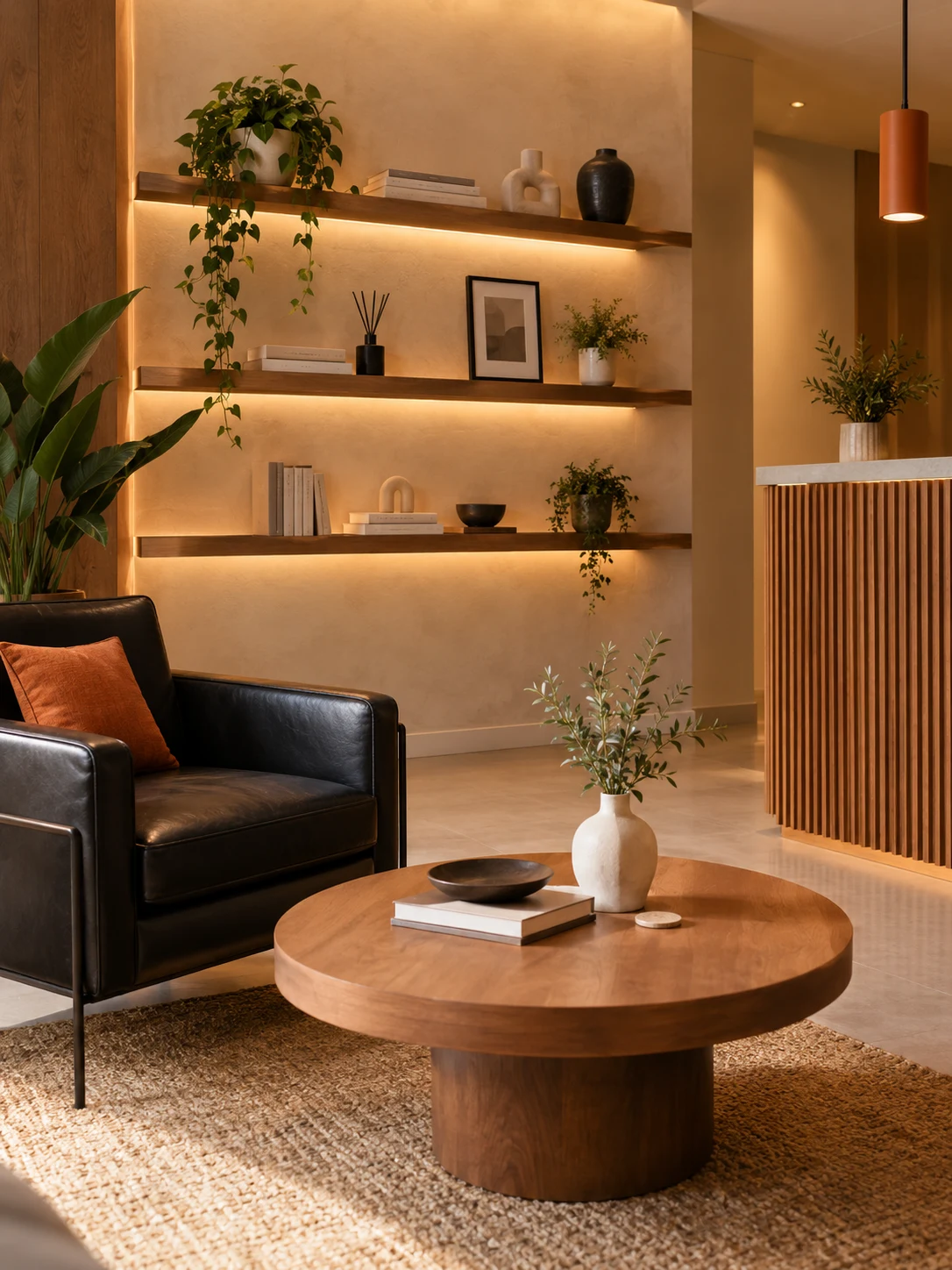 Studio reception with warm lighting